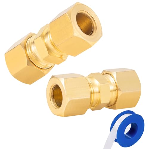 Breezliy Brass Compression Fitting,1/2-Inch OD Compression Union,Brass Compression Tube Fitting(1/2" Tube OD x 1/2" OD Union Connector) - Image 1