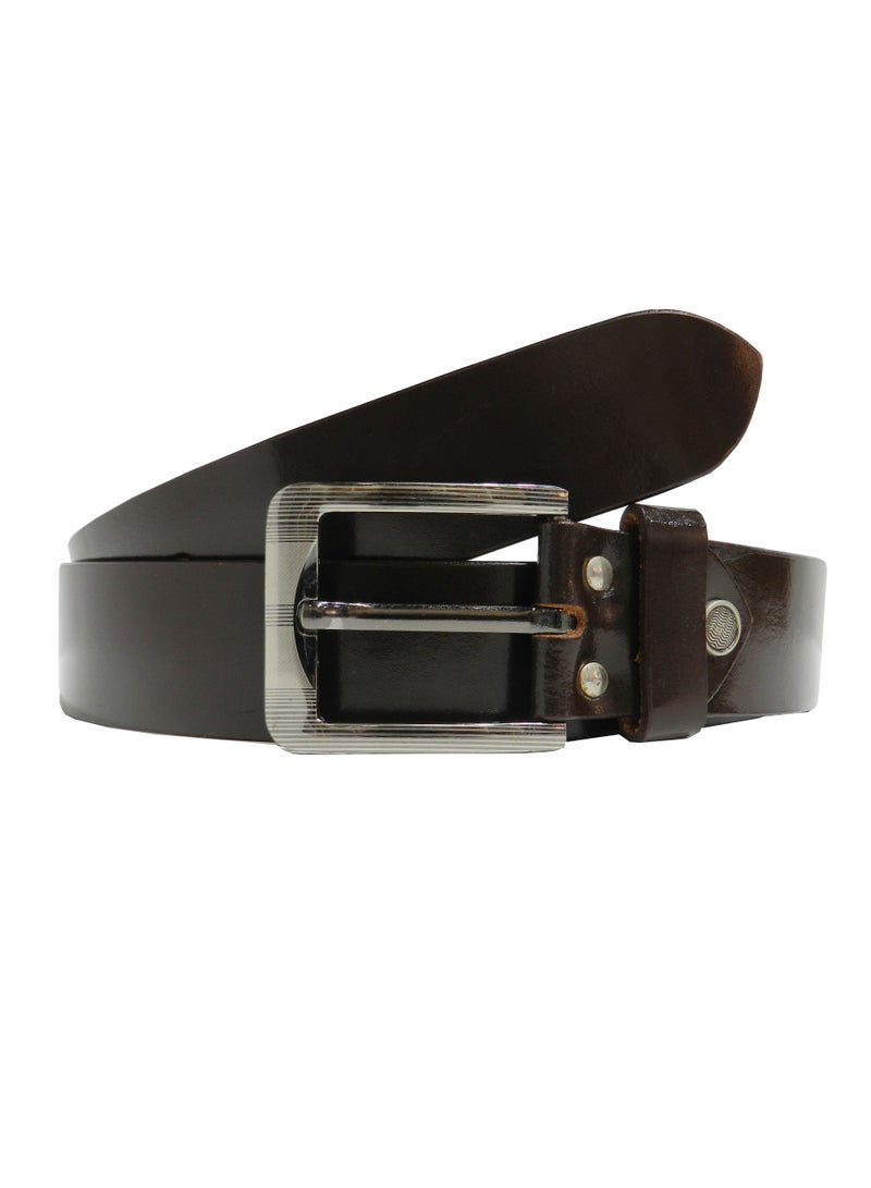 LAVERI LEATHER GENUINE LEATHER 40MM FORMAL AND CASUAL BROWN BELT FOR MENS - Image 1