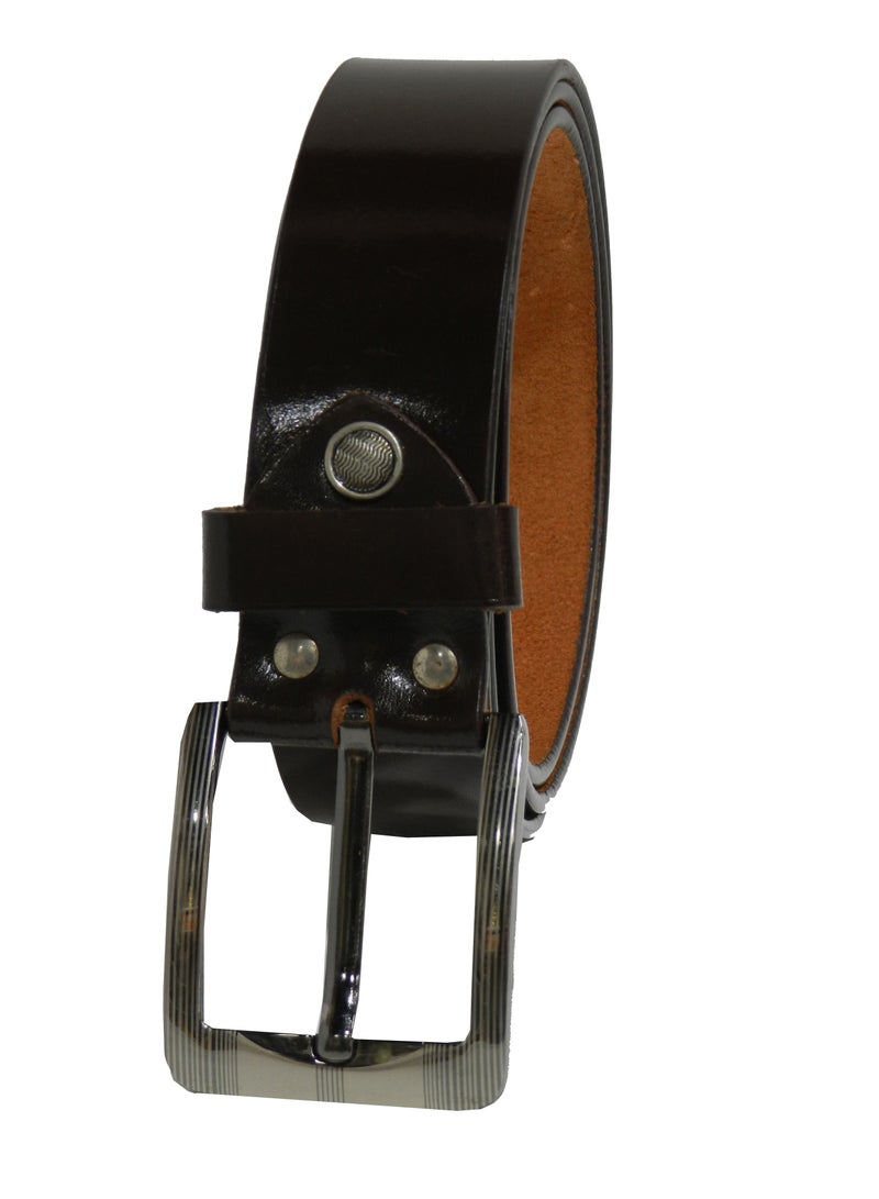 LAVERI LEATHER GENUINE LEATHER 40MM FORMAL AND CASUAL BROWN BELT FOR MENS - Image 4