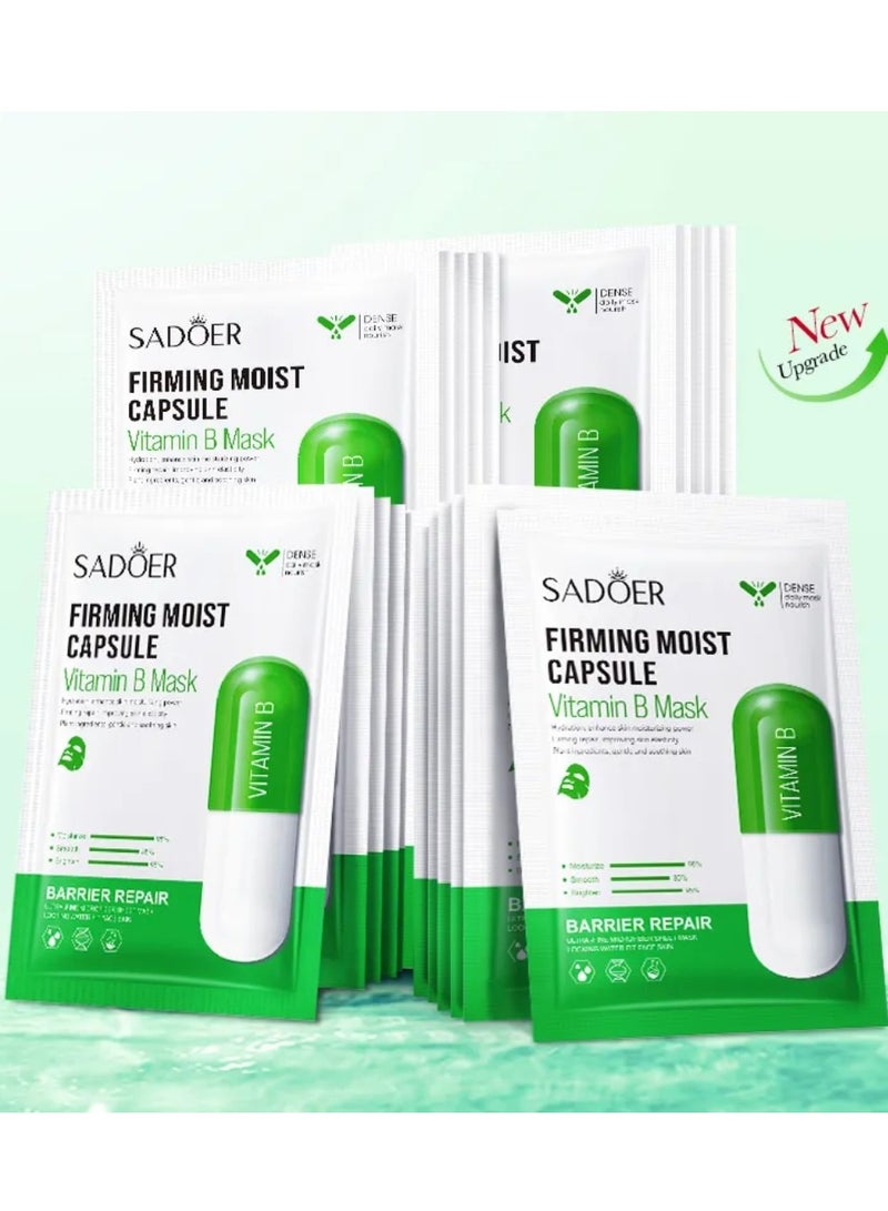 SADOER 10 Pcs Firming Moist Capsule Vitamin B Mask Set Hydration Moisturizing Repair Whitening Freckle Smooth Skin Facial Mask Brighten Skin Care Sheet Face Mask for Women and Men Water Fit Face Skin - Image 3