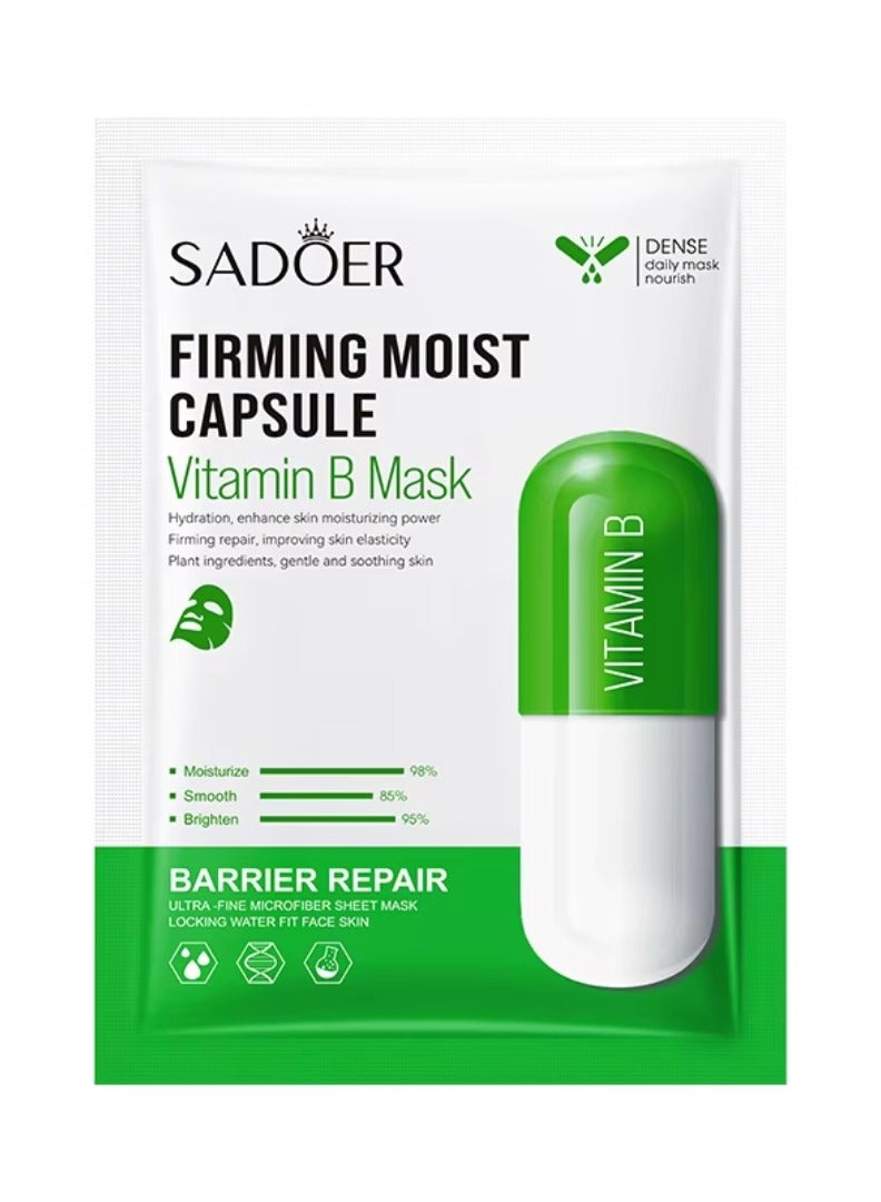 SADOER 10 Pcs Firming Moist Capsule Vitamin B Mask Set Hydration Moisturizing Repair Whitening Freckle Smooth Skin Facial Mask Brighten Skin Care Sheet Face Mask for Women and Men Water Fit Face Skin - Image 2