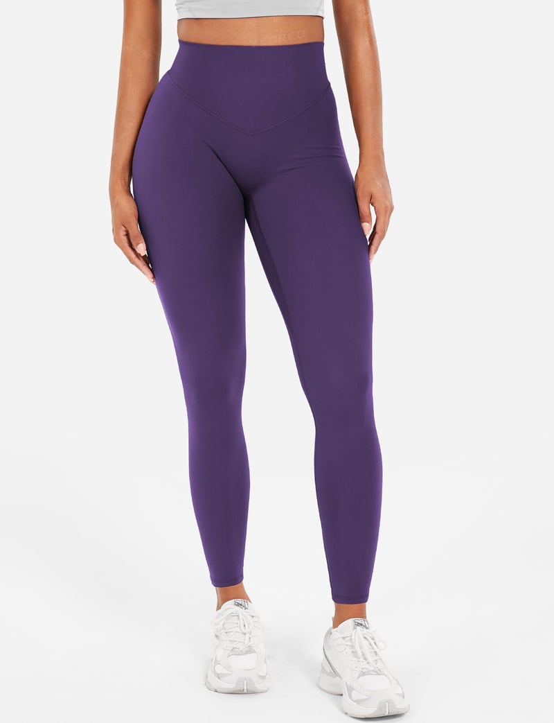 YEOREO Workout Leggings for Women Hidden Scrunch Tummy Control Leggings Agathia High Waisted Gym Yoga Pants Purple S - Image 2