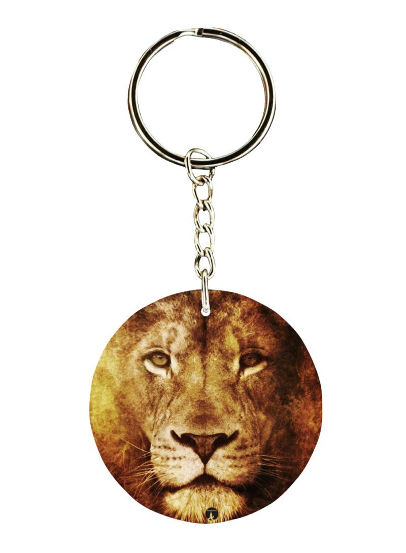 RKN Lion Face Printed Keychain