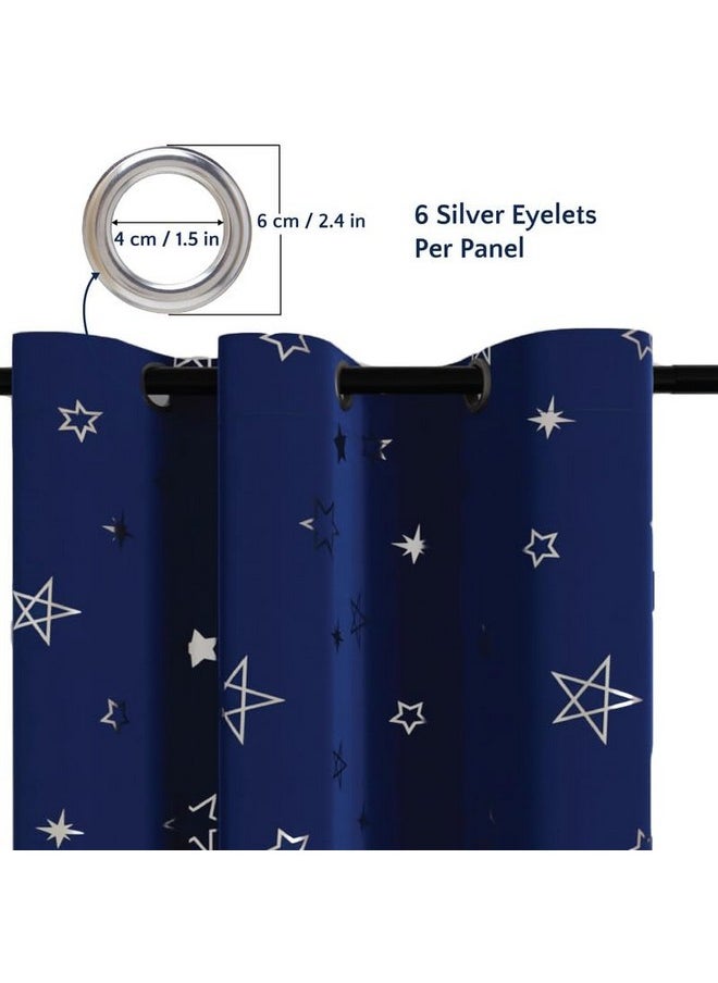 Encasa XO Printed Blackout Curtains 5 ft, 2 pcs | Silver Foil Star Navy Design I Room Darkening - Blocks 85% Light | Sound and Heat Reduction for Bedroom, Living Room I Machine Wash - pzsku/ZF64E54A796E7472FF35DZ/45/_/1737720909/472b7ce3-7663-4309-bc91-0906ce8fb1b3