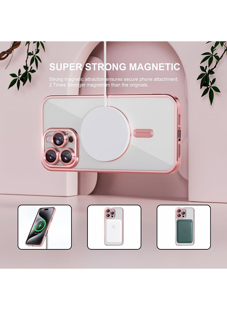 Theodor Magnetic Case for iPhone 16 Pro Max with MagSafe Drop Protection Full Camera Lens Protector And Clear Screen Protector Soft Clear Phone Case 6.9 inch - Pink - Image 5