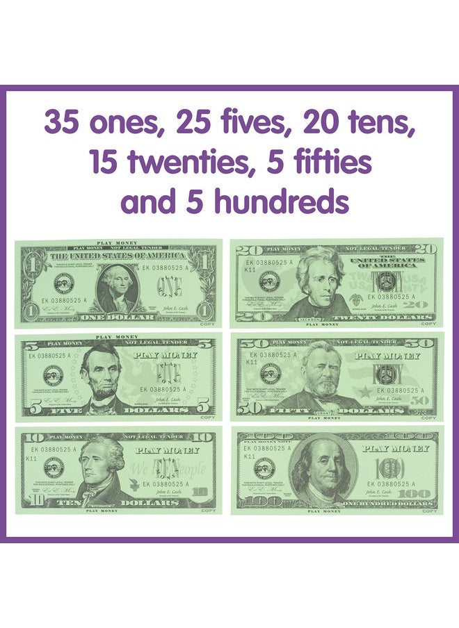 Learning Advantage LEARNING ADVANTAGE Play Money Set | Bills & Coins | 100 Bills and 94 Coins | Early Math Manipulatives for Kids | Pretend Money Designed Like Real Currency  - Image 4