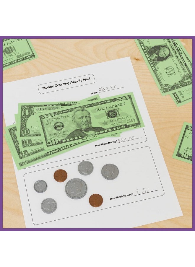 Learning Advantage LEARNING ADVANTAGE Play Money Set | Bills & Coins | 100 Bills and 94 Coins | Early Math Manipulatives for Kids | Pretend Money Designed Like Real Currency  - Image 2