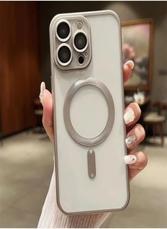 Soft TPU Case Support Magsafe Wireless Charging with Camera Lens Protector Full Body Protection Shockproof Anti-Scratch Cover silicon case (titanium, Iphone 13 Pro Max)