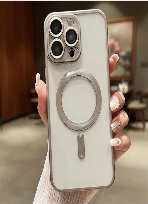 Soft TPU Case Support Magsafe Wireless Charging with Camera Lens Protector Full Body Protection Shockproof Anti-Scratch Cover silicon case (titanium, Iphone 13 Pro Max)