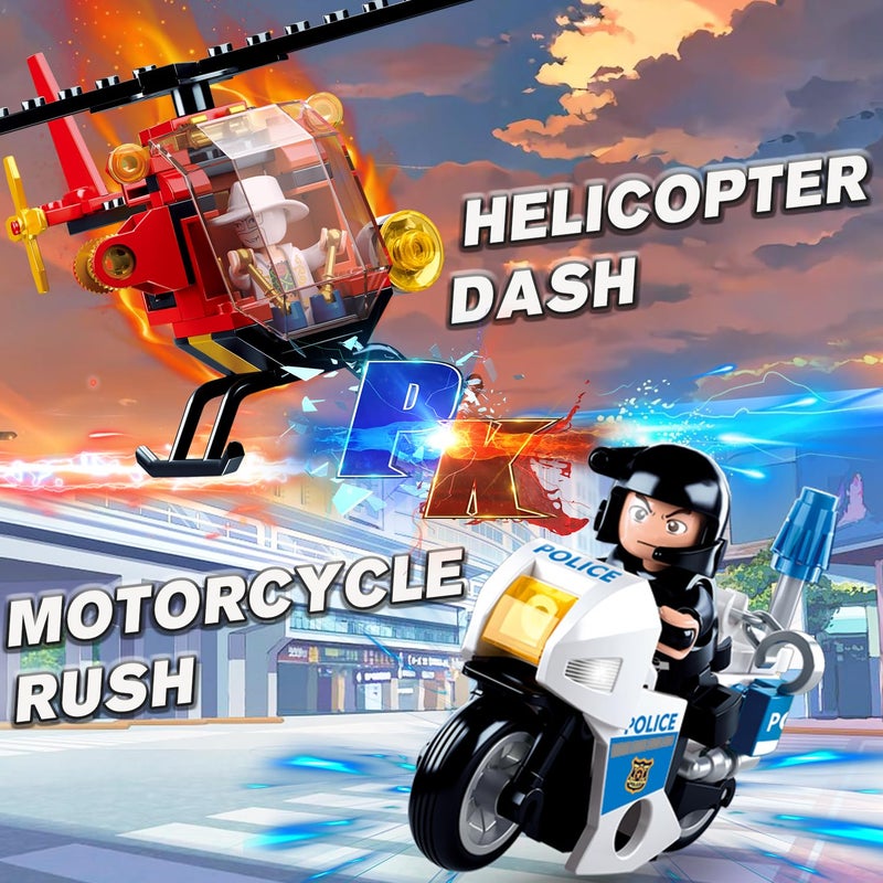 Sluban City Police Chase Building Set, SWAT Mobile Command Police Truck Building Toy with Helicopter & Police Motorcycle, Compatible with Lego City Police Station, Gift for Boys Girls Aged 6+, 540 PCS - Image 5