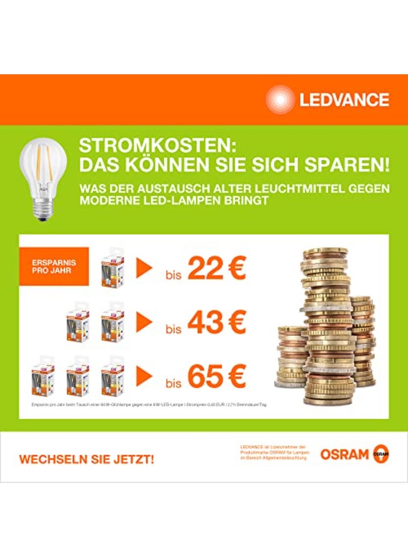 Ledvance Smart LED Lamp With Bluetooth, B22D, Dimmable, Warm White (2700K), Replaces Incandescent Lamps With 60 W, Controllable With Google, Alexa And Apple Homekit, Smart+ Bt Filament Dim, 1-Pack