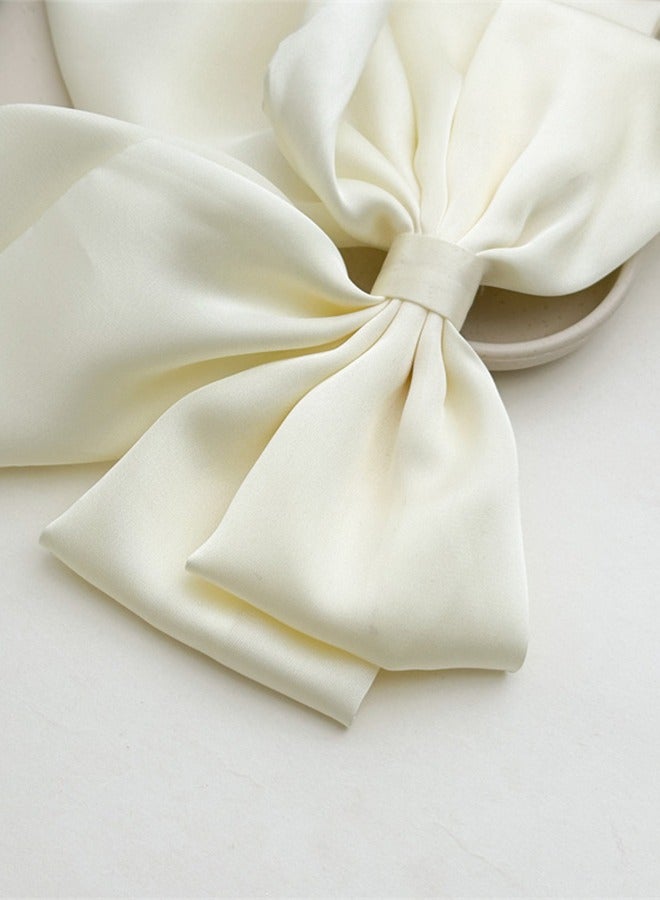 Satin Large Bow Hair Clip with Long Fluttering Ribbon - Image 5