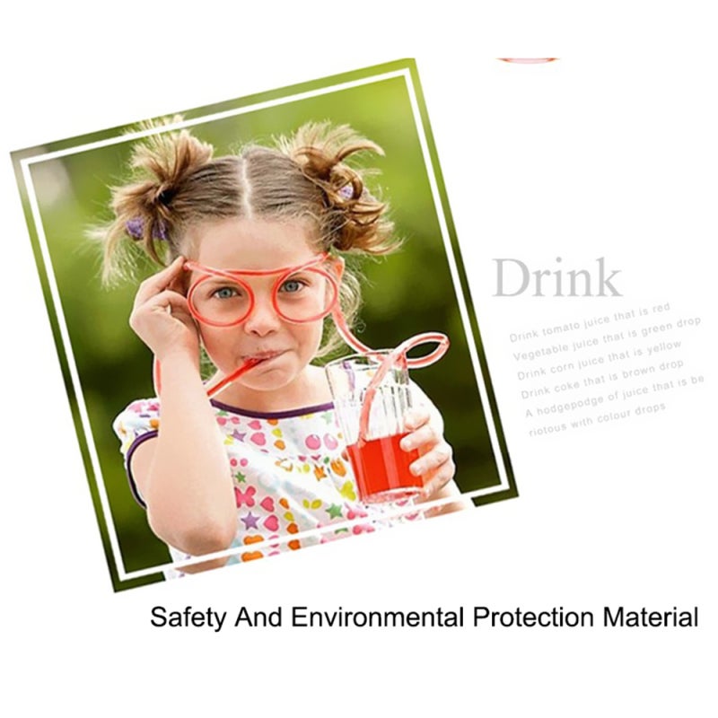 Fun Eyeglasses Yellow Crazy Design Straw - Safe Joyful Eyewear for Kids Party Gifts - Image 3