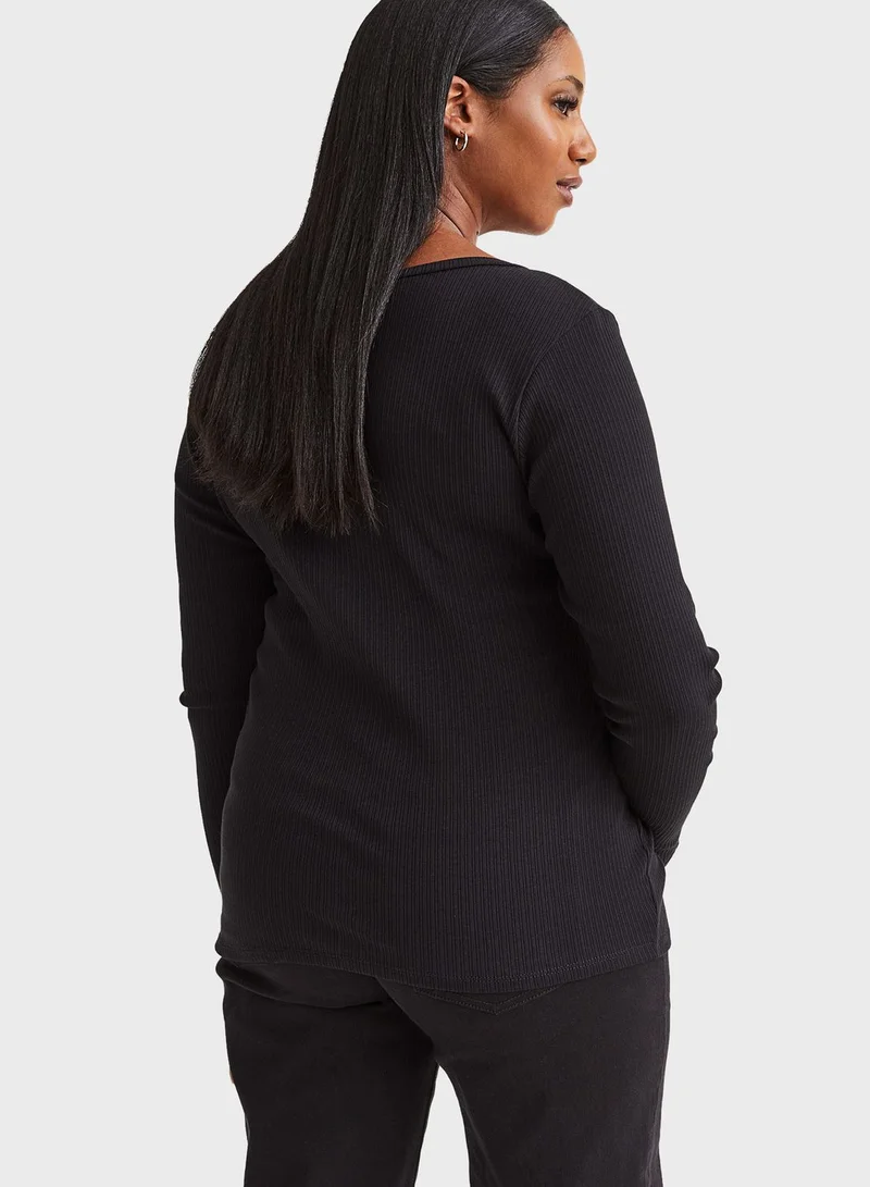 H&M Surplice Neck Ribbed Top