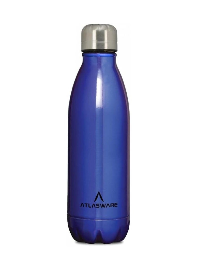 Atlasware Stainless Steel Vacuum Bottle, Double-Wall Insulated and Leak-Resistant, Blue, 350 ml - Image 2