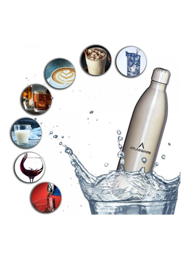 Atlasware Stainless Steel Vacuum Bottle, Double-Wall Insulated and Leak-Resistant, Blue, 350 ml - Image 5