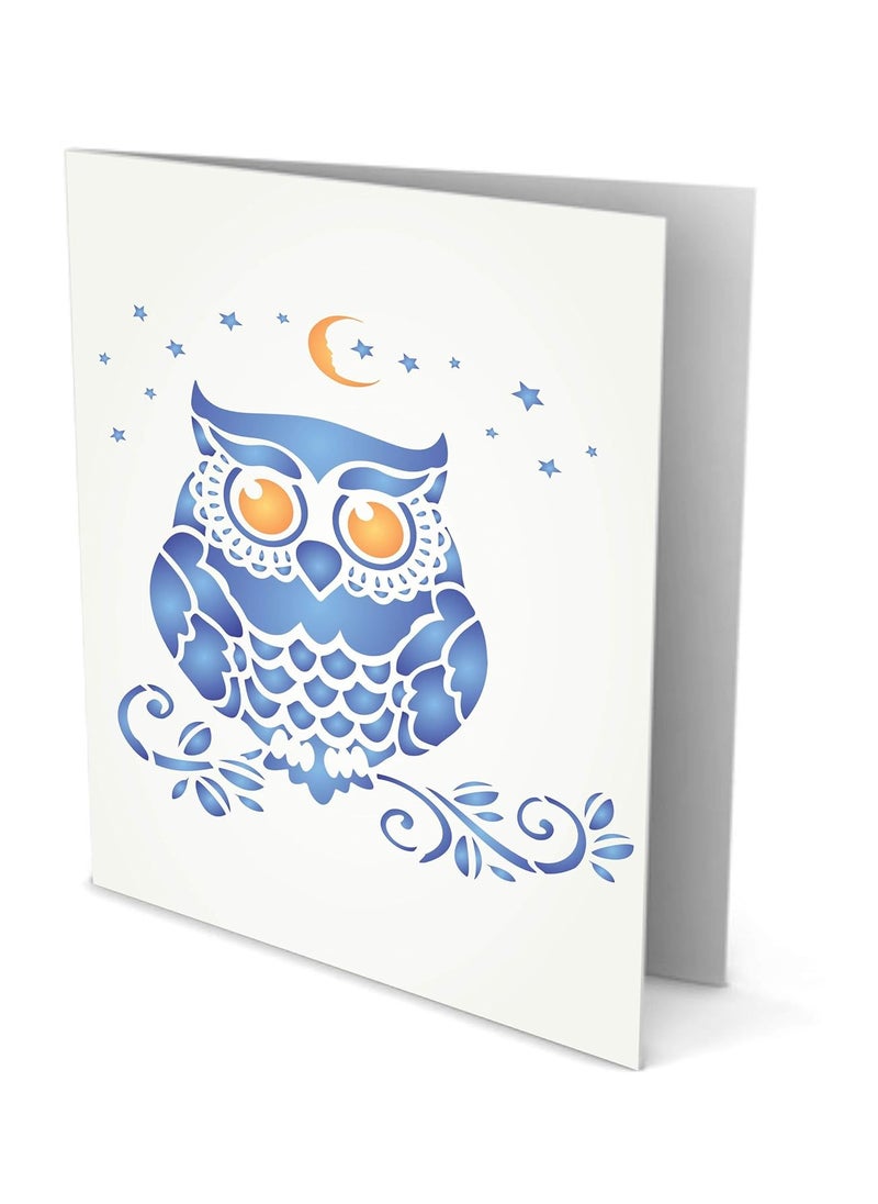 Usnyabni Owl Stencil, 6.5 x 6.5 inch (M) - Decorative Night Bird Nocturnal Animal Wildlife DIY Birds Stencils  - Image 3