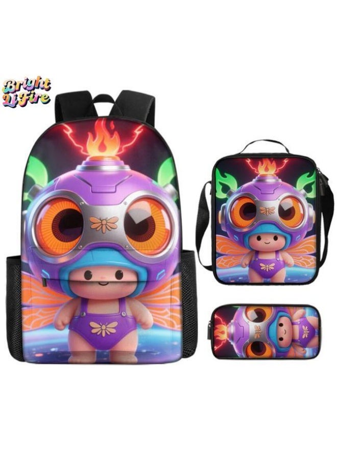 Bright Li Fire Fashion is unlimited! Cartoon bag three-piece set, suitable for a variety of scenes for students and teenagers (available for students, children, friends on outings, mountain climbing, schooling, etc.) - 104 - Image 1