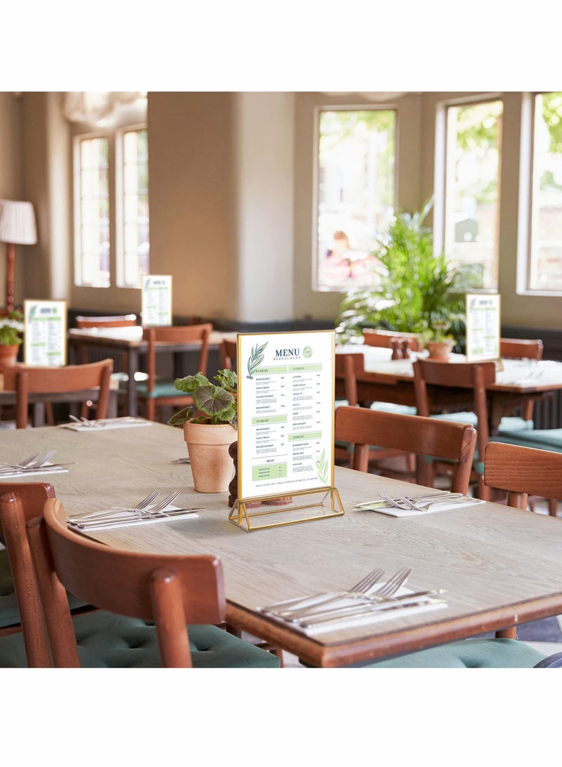 كابتن تيك Clear Acrylic Frames Display Holder with Gold Borders and Vertical Stand,Double Sided Table Menu Holders Picture Frames for Wedding Table Numbers, Restaurant Signs,Photos Display-5x7 Inches,6Pack KSA - Image 4