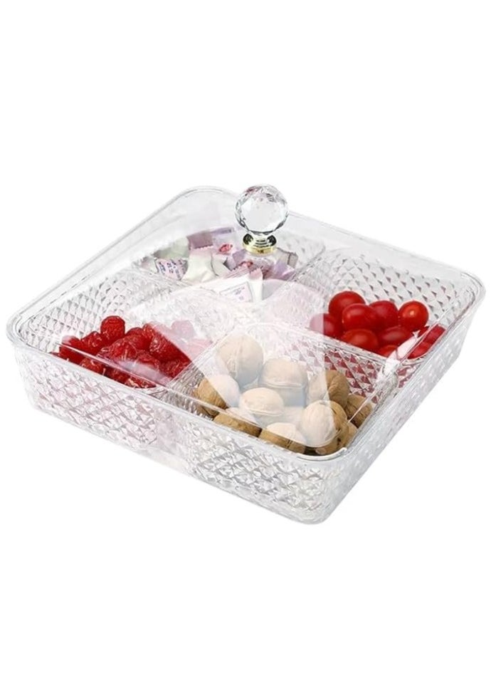 Fruit Dish Transparent Dried Fruit Box Household Divider with Lid Sealed Fruit Plate Acrylic Snack Parlor Nut Plate Living Room Fruit Plate 4 grid - pzsku/ZF64ED30A2948EBC93134Z/45/_/1735622446/965c9ed4-294a-4fbf-8179-bdc99770a135
