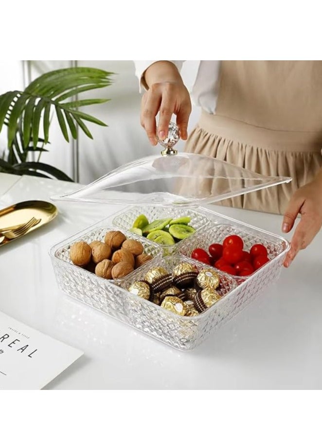 Fruit Dish Transparent Dried Fruit Box Household Divider with Lid Sealed Fruit Plate Acrylic Snack Parlor Nut Plate Living Room Fruit Plate 4 grid - pzsku/ZF64ED30A2948EBC93134Z/45/_/1735622449/be7d7a2b-38e1-45b2-a555-3ffe50e840f2