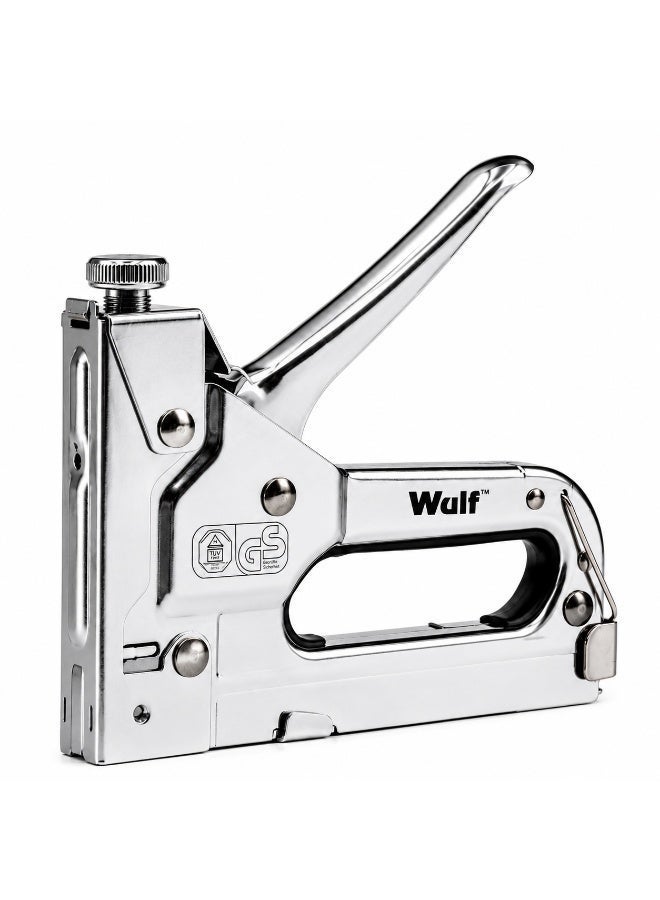 WULF Staple Gun 4-14mm Professional Heavy Duty Manual Stapler Gun with Adjustable Driving Force, Quick Jam Release and Chrome Finished Steel Body for Upholstery, Carpentry & DIY Projects - Image 2