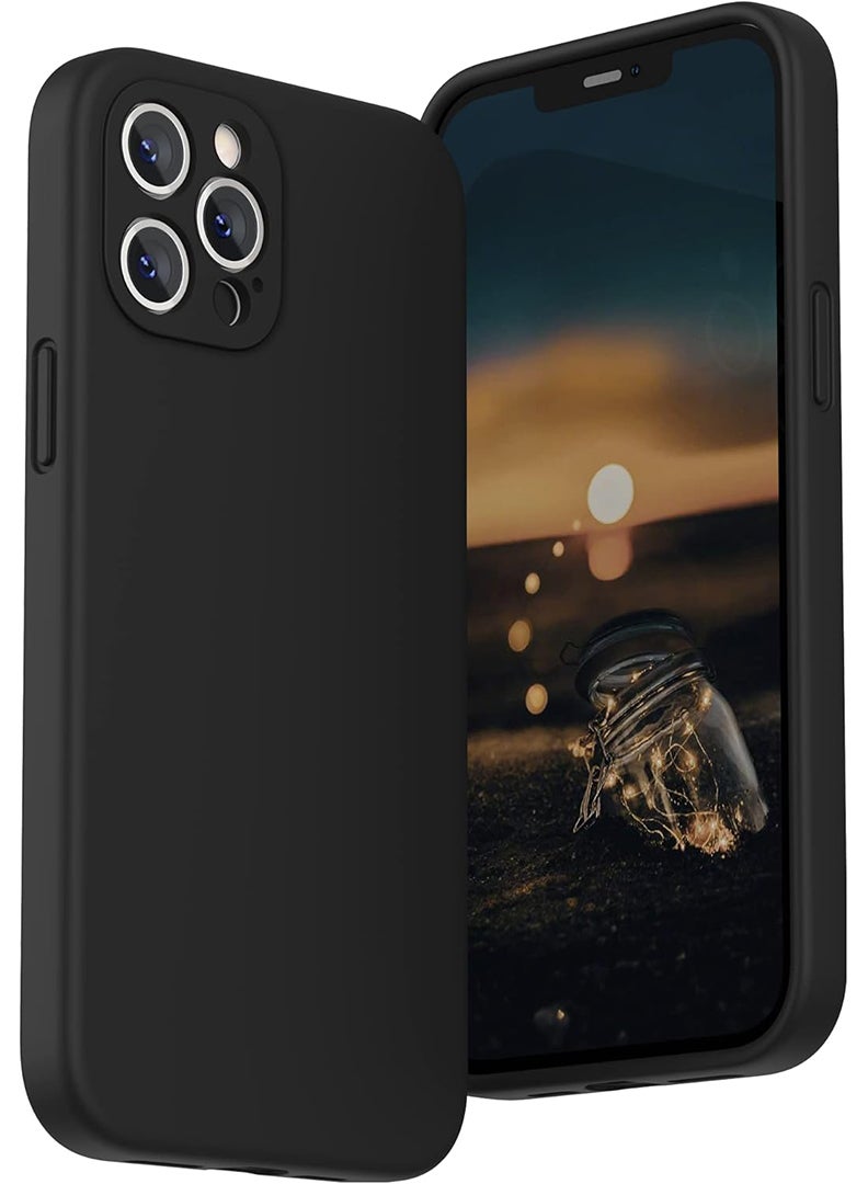 رفع القضية متوافق مع حافظة iPhone 12 Pro Max مقاس 6.7 بوصة، سيليكون سائل ممتاز [حماية الكاميرا] [بطانة ناعمة من الألياف الدقيقة المضادة للخدش] غطاء هاتف نحيف واقٍ مقاوم للصدمات لهاتف iPhone 12 Pro Max، أسود - Image 1