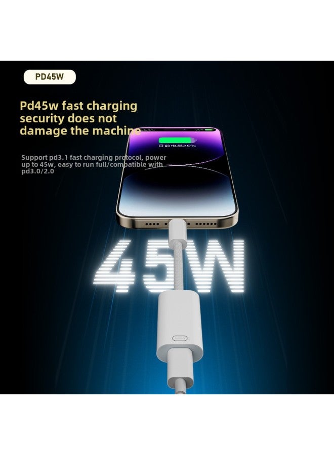 Type-c To Lightning Headphone Adapter Short Line Suitable For Apple IPhone 16 Headphone Audio Line-Color:Lc301 Lightning To C Three-in-one Short Line  - Image 5