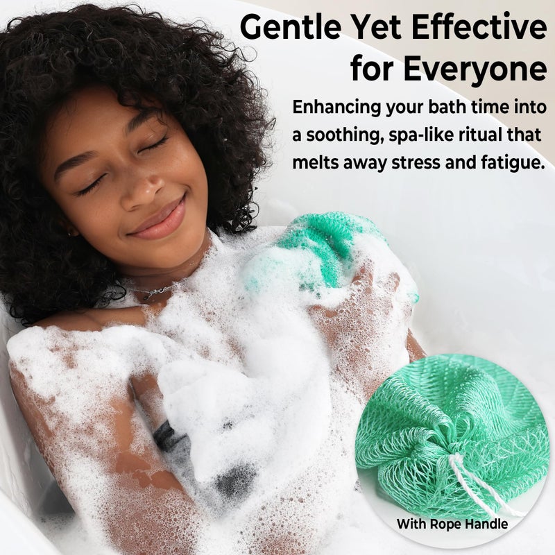 RelaxScene African Net Sponge Authentic -2 Pieces Exfoliating Scrubber for All Skin Types - Bath Washcloth Back Scrub for Shower - Body Exfoliator Sponge for Face & Body Care (Olive Green & Seawave) - Image 4