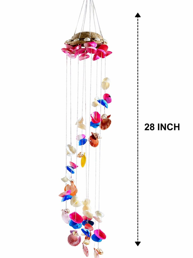 Shellkrafts Beautiful Unique Artificial Sea Shell Wind Chime for Home Positive Energy, Hanging Wind Bell|Decorative Item 28INCHES - Image 3