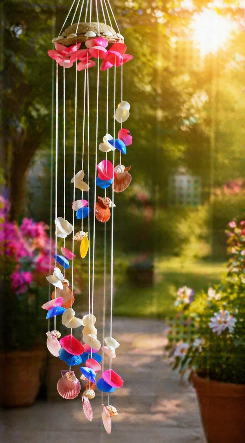 Shellkrafts Beautiful Unique Artificial Sea Shell Wind Chime for Home Positive Energy, Hanging Wind Bell|Decorative Item 28INCHES - Image 5