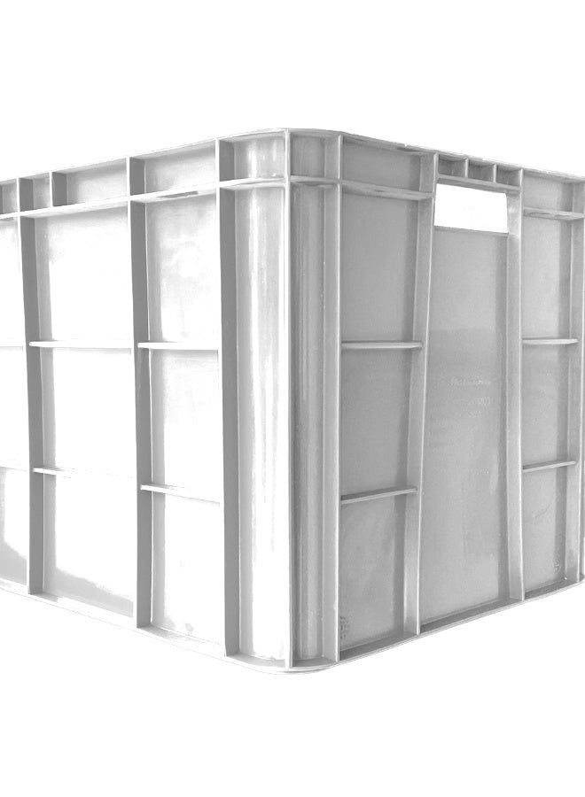 Ethic Solutions 3pcs of Plastic Storage Fish / Multipurpose Crate Box 600×400×350 mm 67L Stackable Heavy Duty Reinforced Walls Anti-Slip Base for Home Industrial Commercial Delivery - White - Image 2
