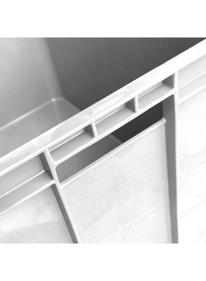Ethic Solutions 3pcs of Plastic Storage Fish / Multipurpose Crate Box 600×400×350 mm 67L Stackable Heavy Duty Reinforced Walls Anti-Slip Base for Home Industrial Commercial Delivery - White - Image 4