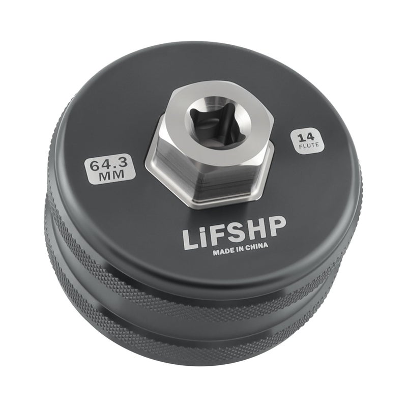 LIFSHP 64mm Oil Filter Wrench, 14 Flute for Toyota Camry, Tundra, Tacoma, 4Runner, RAV4,Precision CNC Machined Aircraft Aluminum Oil Filter Removal Tool-Gun Black - Image 1