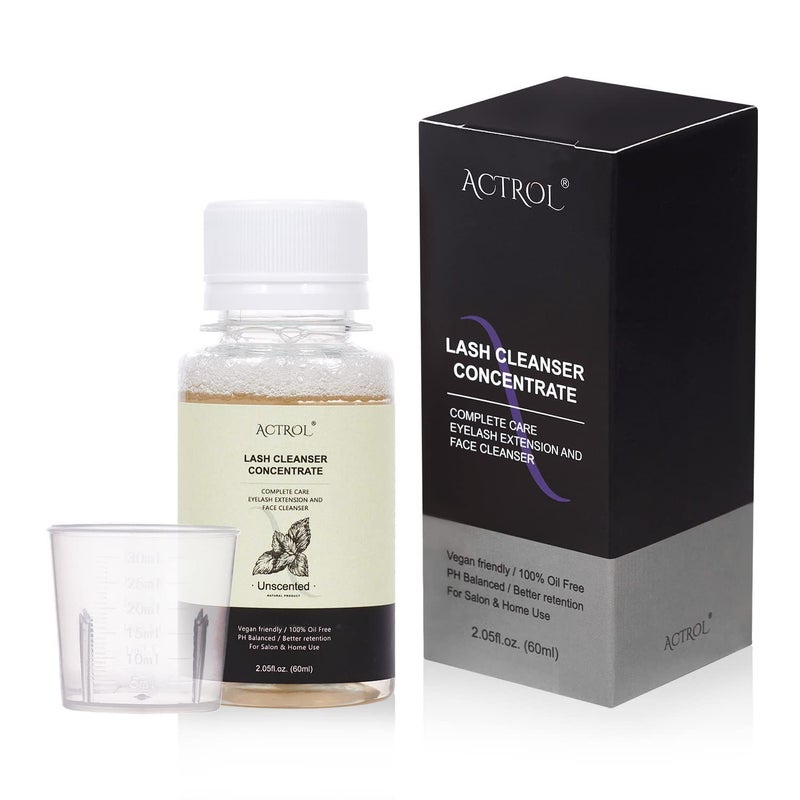 ACTROL Eyelash Cleanser Concentrate 60ml Unscented Professional Lash Shampoo Foaming Cleanser DIY Wash for Extensions Lashes with Salon Home Care-Makes 6 Bottles - Image 1