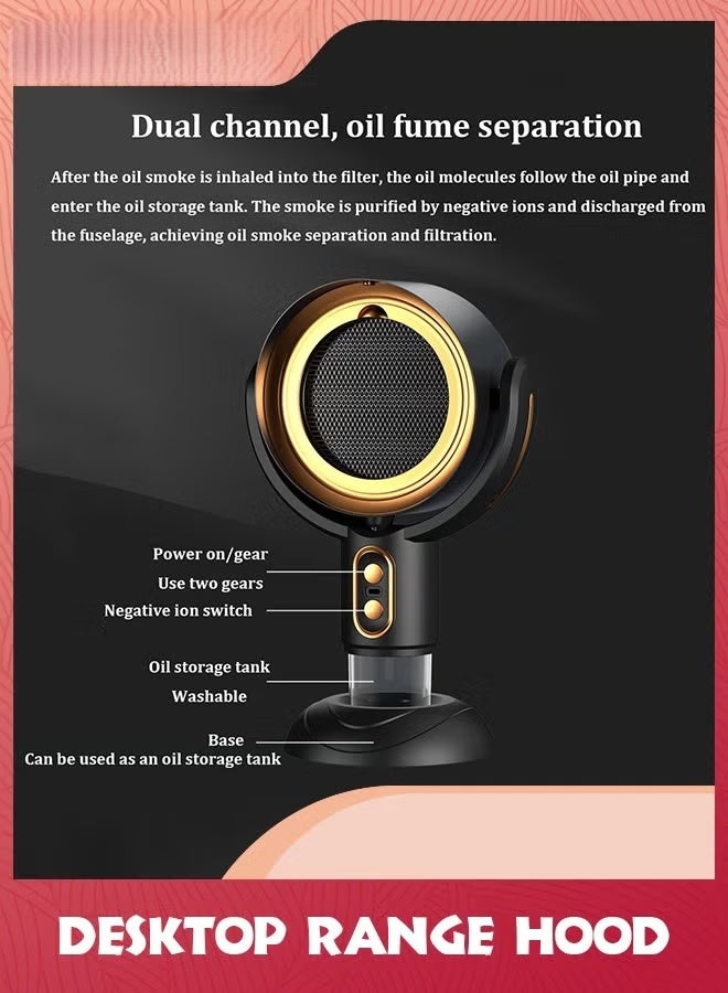 EETU Desktop Range Hood,USB Desktop Exhaust Fan,2 Adjustable Wind Speeds,Detachable Oil Collection Cup,For Home,Kitchen,Hot Pot,RV,Golden Black - Image 3