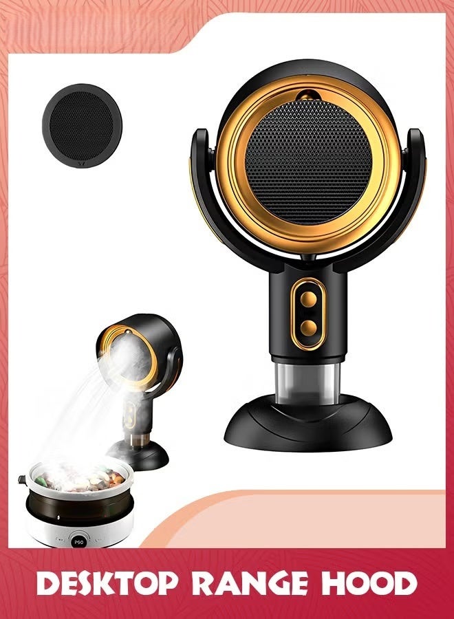EETU Desktop Range Hood,USB Desktop Exhaust Fan,2 Adjustable Wind Speeds,Detachable Oil Collection Cup,For Home,Kitchen,Hot Pot,RV,Golden Black - Image 1
