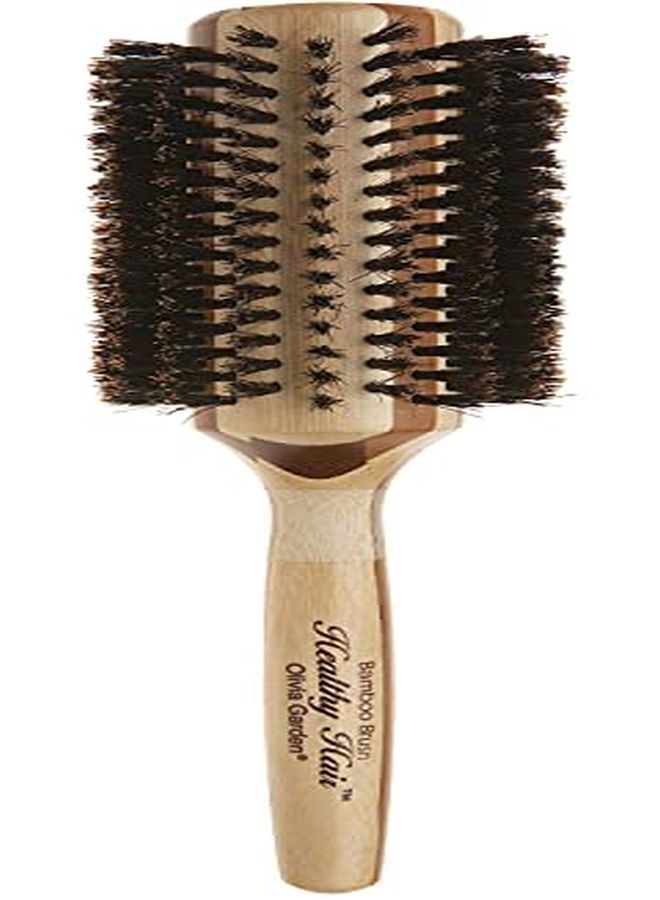 Olivia Garden Healthy Hair Eco-Friendly Bamboo 100% Boar Round Hair Brush Hh-B50 (3 1/4") - Image 1