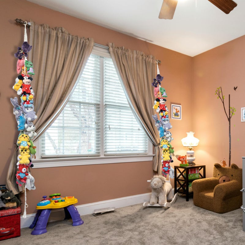 LONCHDAN 80" 2 Pack Cotton Hanging Storage Chain for Stuffed Animals Storage with 40 Metal Clips Stuffed Animal Organizer Chain for Wall Corner Nursery Play Room - Image 2
