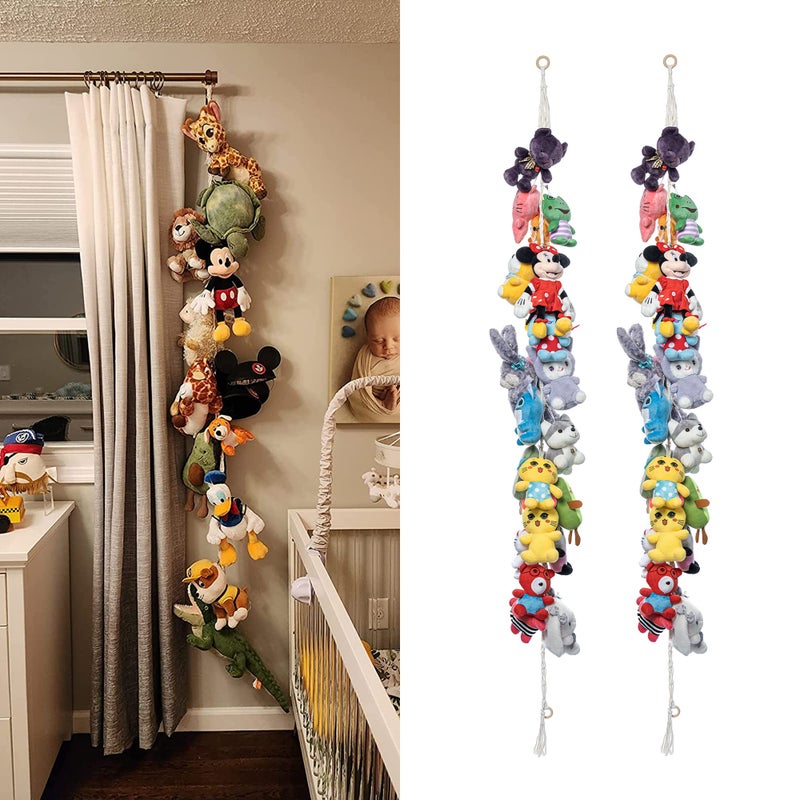 LONCHDAN 80" 2 Pack Cotton Hanging Storage Chain for Stuffed Animals Storage with 40 Metal Clips Stuffed Animal Organizer Chain for Wall Corner Nursery Play Room - Image 1