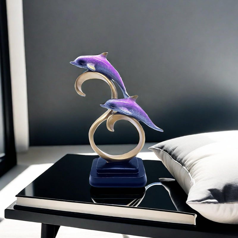 SHTWX Resin Dolphin Statue Sculpture Frgurine Gift for Home Office Living Room Desktop Display Decorative Decoration (Blue) - Image 5