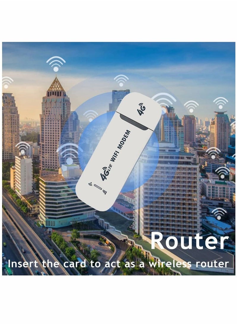 SYOSI - Portable USB Wifi Dongle 4G USB Modem WiFi Router USB Dongle 150Mbps with SIM Card Slot Car Hotspot Pocket Mobile WiFi (White) - Image 1