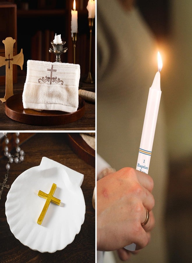 SmoothNovelty 4 Pcs Baptism Candle Set for Boy Girls Included Baptism Towel, Baptism Candle, Baptism Conch, Sticker Comunión De Niño Bautizo De Niña for Christening Favors - Image 5