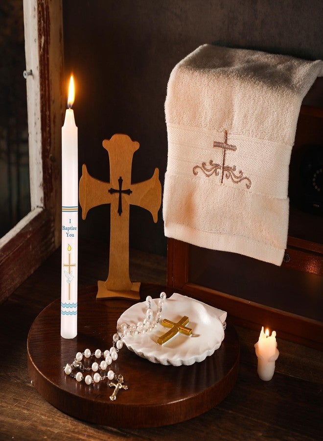 SmoothNovelty 4 Pcs Baptism Candle Set for Boy Girls Included Baptism Towel, Baptism Candle, Baptism Conch, Sticker Comunión De Niño Bautizo De Niña for Christening Favors - Image 4