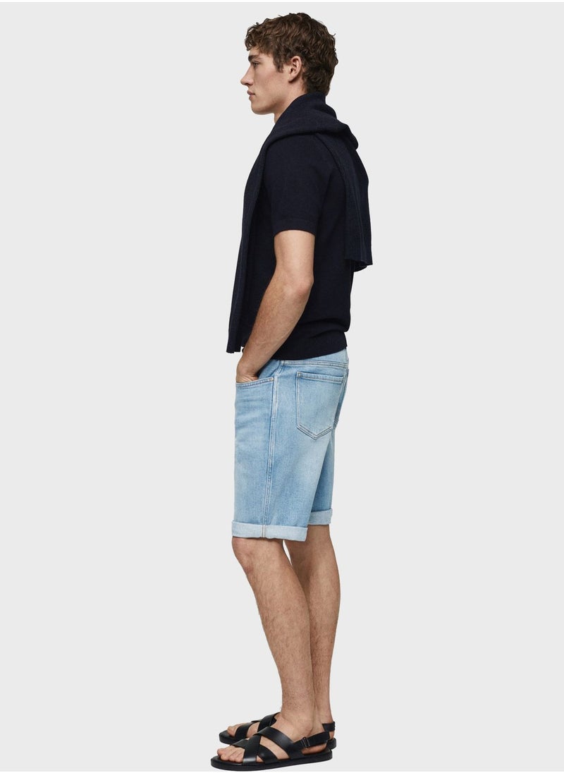 Mango Man - Casual Slim Fit Barmuda Shorts - Image 1