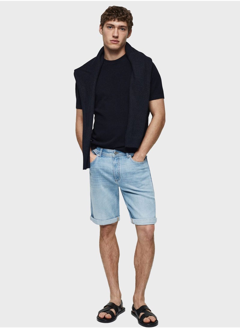 Mango Man - Casual Slim Fit Barmuda Shorts - Image 1