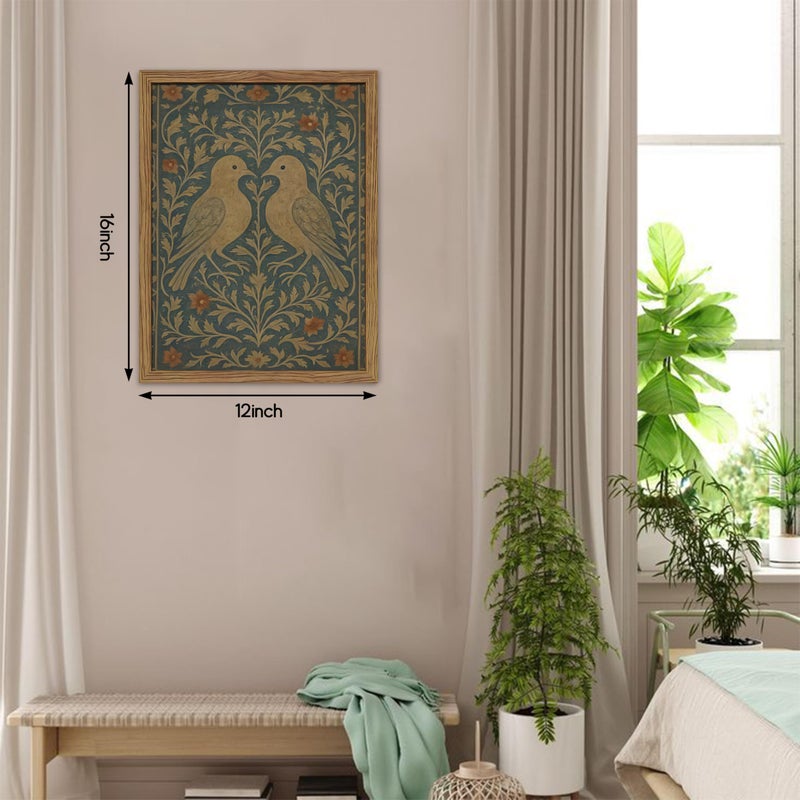 AKWISH Framed Lovebirds Canvas Wall Art, Vintage Botanical Blue Rustic Wall Decor, Farmhouse Birds Botanical Pictures Prints, Nature Painting Artwork Aesthetic for Living Room Bedroom â€“ 12x16 inch - Image 3