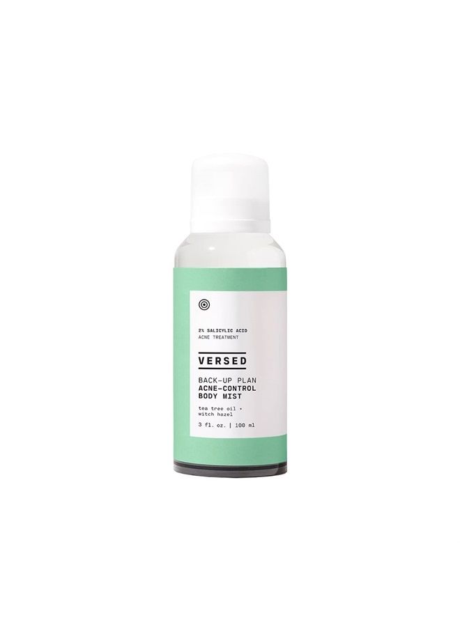 Versed Back-Up Plan Acne-Control Body Mist - Fast-Drying, Residue-Free Body Acne Treatment Mist with Salicylic Acid, Tea Tree Oil & Witch Hazel, Help Reduce Blemishes on Back, Body - Vegan (3 fl oz)  - Image 1