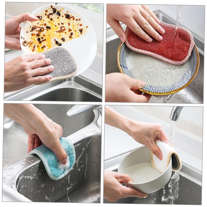 8Pcs Kitchen Sponge Non Scratch Dish Scrub Pads Strong Absorption Quick Dry Lake Grey - Image 5
