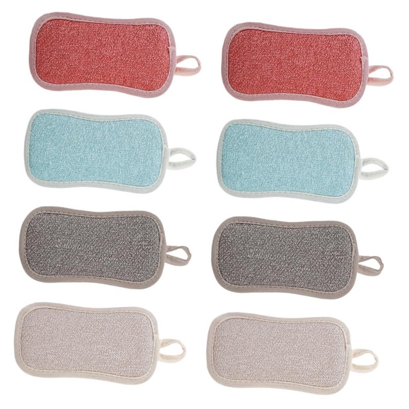 8Pcs Kitchen Sponge Non Scratch Dish Scrub Pads Strong Absorption Quick Dry Lake Grey - Image 2